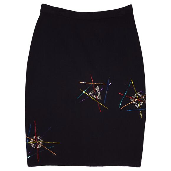 St. John Santana Skirt Black Embellished Sz 2